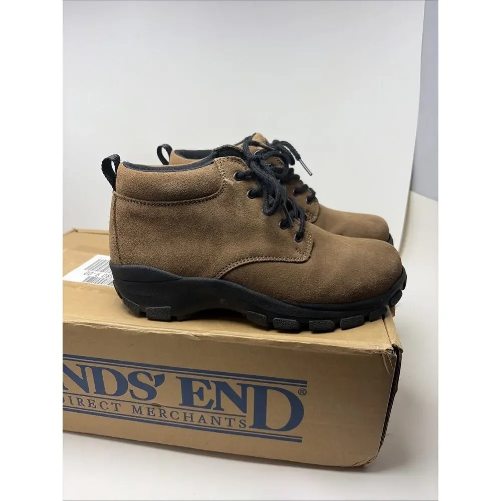 Lands End Suede Hiking Boots Lands Women’s Size 6M Style #79987 Tan Brown Clean
